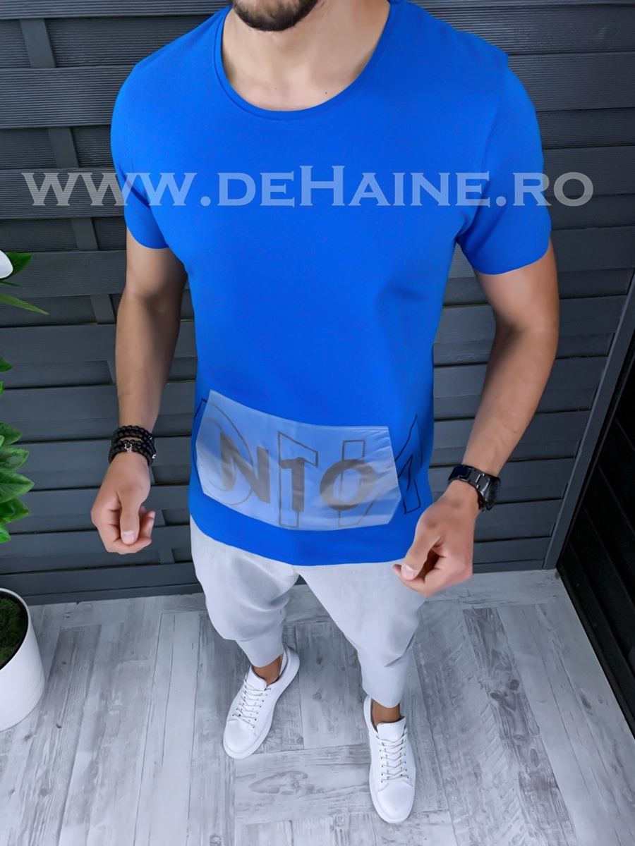 Tricou barbati albastru slim fit zr b1011 m7-1